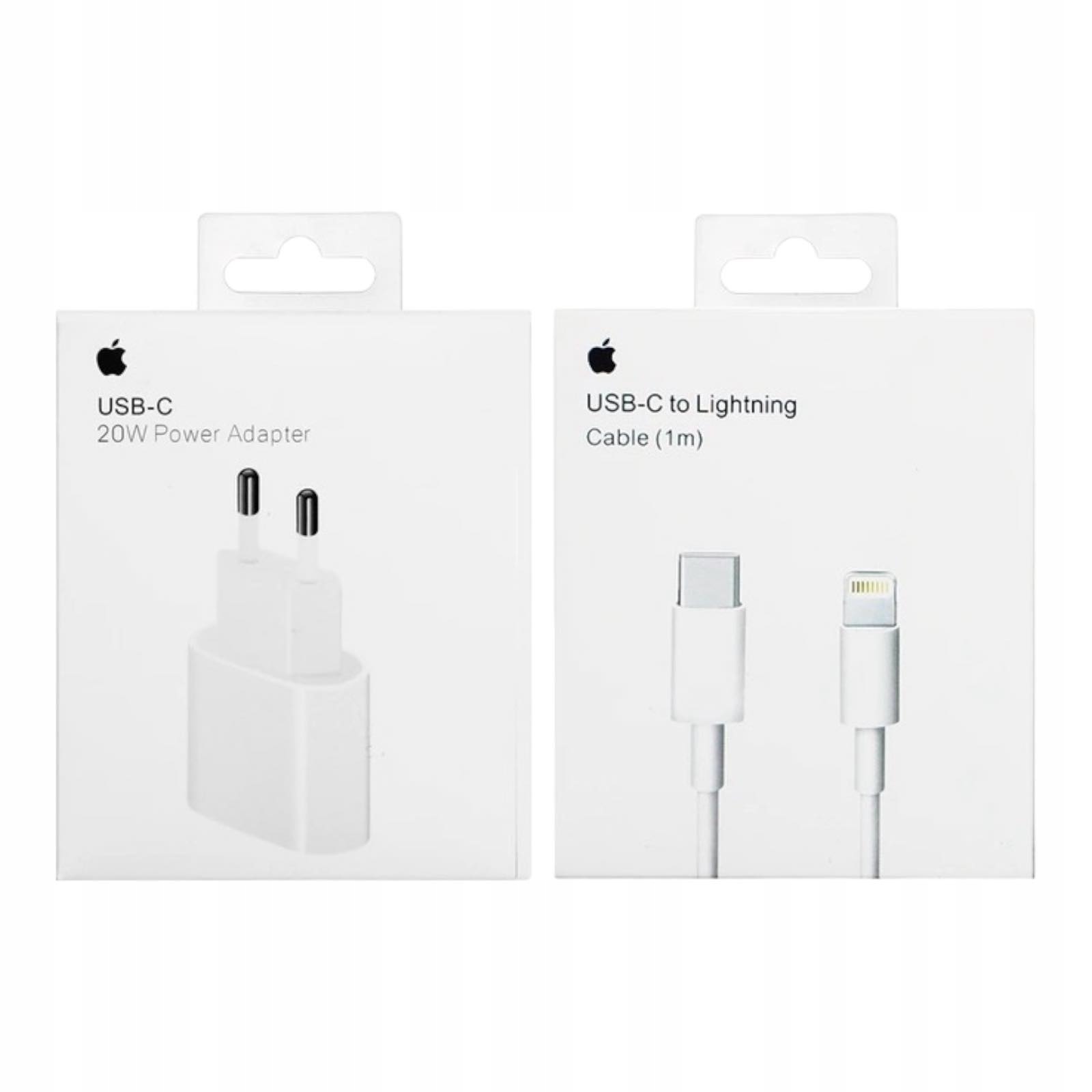 Apple set: nástenná nabíjačka + Lightning USB typ C kábel 3000 mA 9 V + USB typ C - Apple Lightning kábel Apple 1 m biely